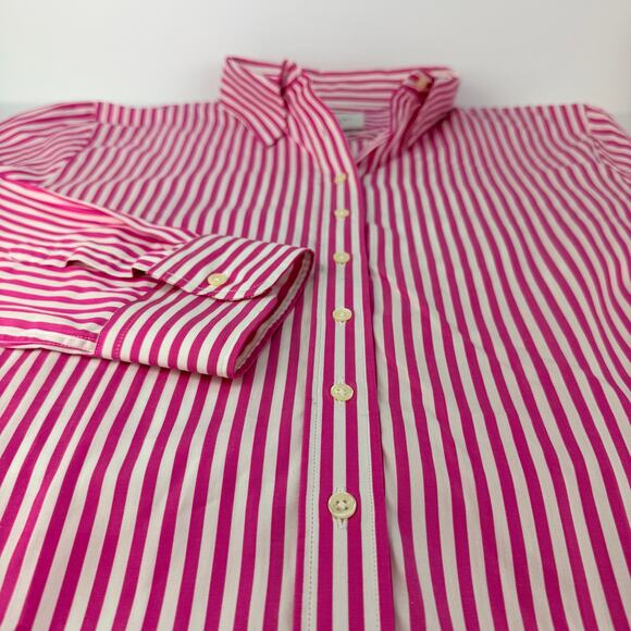 NEW THE SHIRT Rochelle Behrens THE BOYFRIEND XL Button Up Striped Pink White - Picture 6 of 12